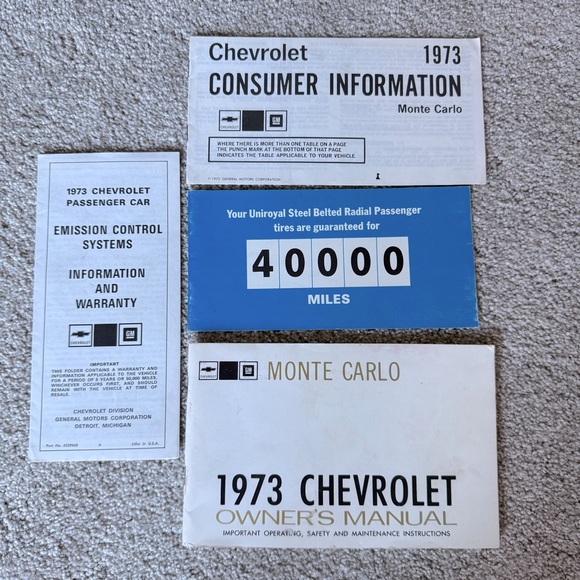 1973 Chevrolet Monte Carlo Owners Manual - Picture 1 of 4